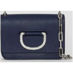 博百利/Burberry 女士 迷你皮革水晶 D 型环包 (摄政蓝) 40799731