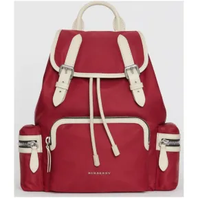 博百利/Burberry 女士 The Rucksack - 中号功能性尼龙拼皮革军旅背包 (红色) 40800681