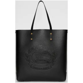 博百利/Burberry 男士 大号压花徽章皮革托特包 (黑色)  40801021