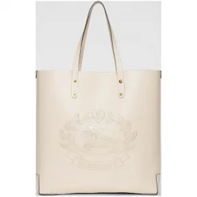 博百利/Burberry 男士 大号压花徽章皮革托特包 (石灰岩色)  40802031