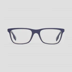 博百利/Burberry 男士 标志性条纹装饰长方形光学镜框 (蓝色) 40805311