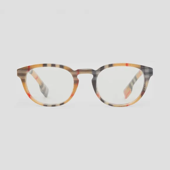 博百利/Burberry Vintage 格纹圆弧形光学镜框 (古典黄色) - 男士  40805361