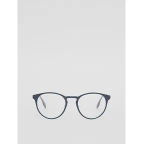 博百利/Burberry 标志性条纹圆弧框光学眼镜 (海军蓝格纹) - 男士 40819061