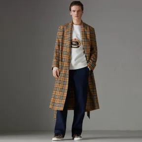 博百利/Burberry 男士 经典复刻系列 Vintage 格纹睡衣灵感风格大衣 (古典黄色) - 男士  45479061