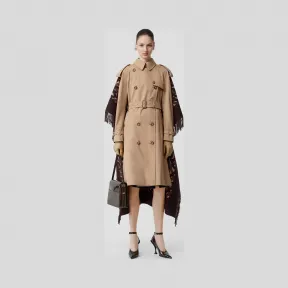 博百利/Burberry 女士 毯饰棉质嘎巴甸 Trench 风衣 (蜜色) 45605891