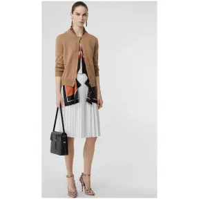 博百利/Burberry 女士 丝质内衬褶饰半裙 (光白色) 45608671