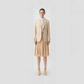 博百利/Burberry 女士 人造水晶装饰褶裥弹力硬纱半裙 (芝麻色) 45625421