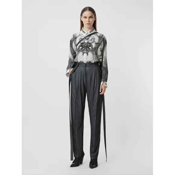 博百利/Burberry 蒙太奇印花丝质衬衫 (黑白) - 女士  45645221