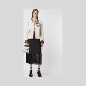 博百利/Burberry 流苏马海毛混纺 A 字半裙 (黑色) - 女士  45645511