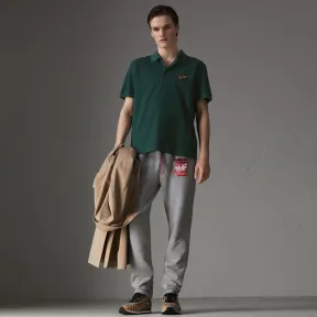 博百利/Burberry 男士 三重典藏徽标珠地网眼布棉质 Polo 衫 (深森林绿) - 男士  80009041