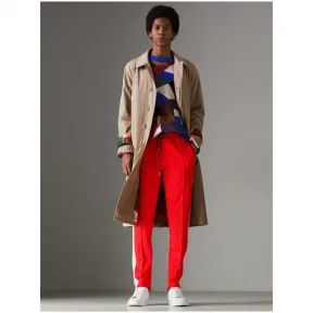 博百利/Burberry 男士 运动条纹棉质混纺抽绳式长裤 (亮红色) - 男士  80009311