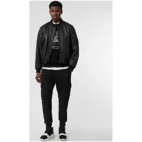 博百利/Burberry 男士 羔羊皮飞行夹克 (黑色) - 男士  80016171