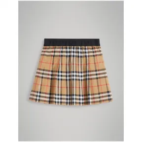 博百利/Burberry  褶饰 Vintage 格纹棉质半裙 (古典黄色)  80017061