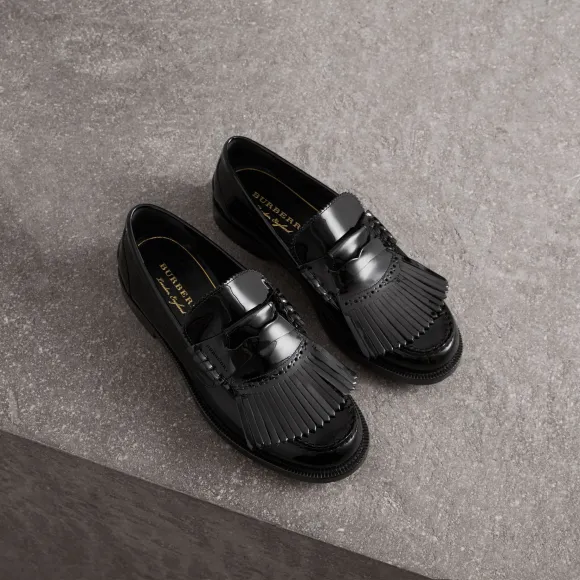 博百利/Burberry 男士 流苏漆皮休闲便鞋 (黑色) - 男士  80024241