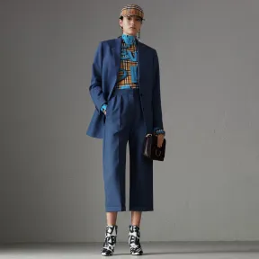 博百利/Burberry 女士 涂鸦 Vintage 格纹高领平织连体裤 (亮蓝色) 80024511