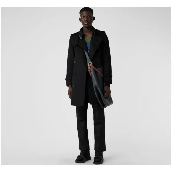 博百利/Burberry 男士 羊毛混纺 Trench 风衣 (黑色) - 男士  80024731