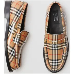 博百利/Burberry 男士 「Burberry x Gosha Rubchinskiy」系列格纹皮革休闲便鞋 (古典黄色) 