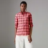 博百利/Burberry 女士 格纹棉质衬衫 (珊瑚红) 80029691