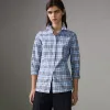 博百利/Burberry 女士 格纹棉质衬衫 (天空蓝) 80029711
