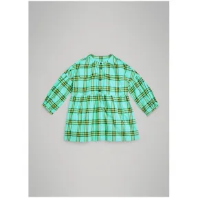 博百利/Burberry  格纹棉质法兰绒连衣裙 (浅绿松石色)  80032141