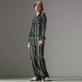 博百利/Burberry 女士 条纹丝棉混纺连体裤 (海军蓝条纹) 80032701