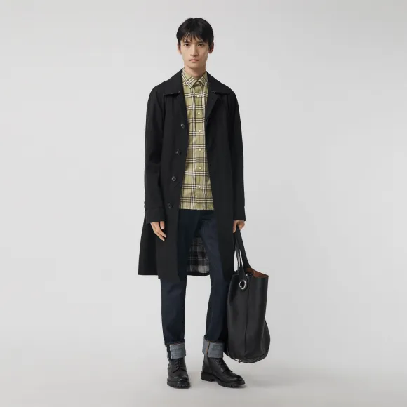 博百利/Burberry 男士 格纹棉质衬衫 (浅粉末绿) - 男士  80032851