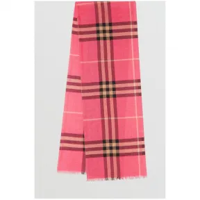 博百利/Burberry 男士 轻盈格纹丝毛混纺围巾 (玫瑰粉红)  80045161