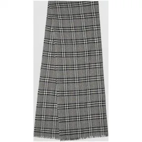 博百利/Burberry 男士 金属感 Vintage 格纹丝毛混纺围巾 (古锡灰)  80045451