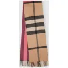 博百利/Burberry 男士 拼色格纹羊绒围巾 (玫瑰粉红)  80045581