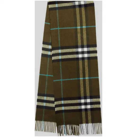 博百利/Burberry 男士 经典格纹羊绒围巾 (古典绿色)  80047021