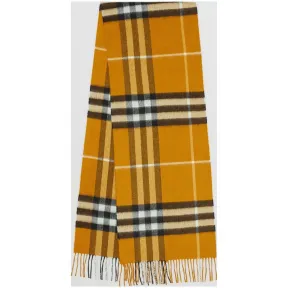博百利/Burberry 男士 经典格纹羊绒围巾 (焦茶黄)  80047101