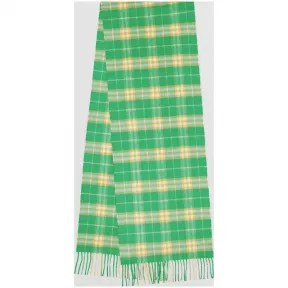 博百利/Burberry 男士 经典 Vintage 格纹羊绒围巾 (碧玺绿)  80047121