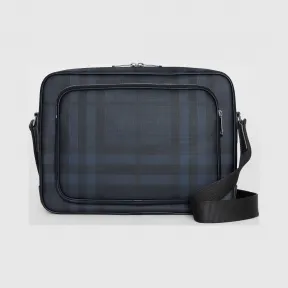 博百利/Burberry 男士 London 格纹信使包 (海军蓝 / 黑色) 80051681
