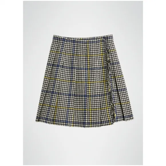 博百利/Burberry 儿童用品 流苏装饰千鸟格羊毛短裙 (羊皮纸色)  80052931