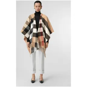 博百利/Burberry 女士 格纹羊绒混纺披肩 (驼色) 80057991