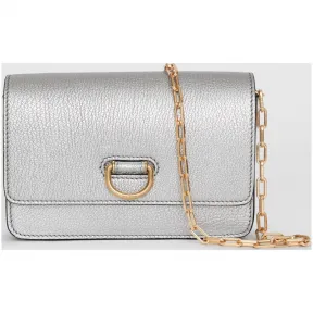 博百利/Burberry 女士 迷你皮革 D 型环包 (银色) 80058891