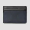 博百利/Burberry 男士 London 格纹拼皮革卡片夹 (海军蓝 / 黑色) 80060651