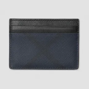 博百利/Burberry 男士 London 格纹拼皮革卡片夹 (海军蓝 / 黑色) 80060651