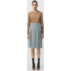 博百利/Burberry 女士 系腰褶饰乔其纱半裙 (暗雅蓝色) 80061691