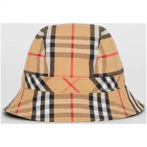 博百利/Burberry 女士 Vintage 格纹棉质渔夫帽 (古典黄色)  80063471