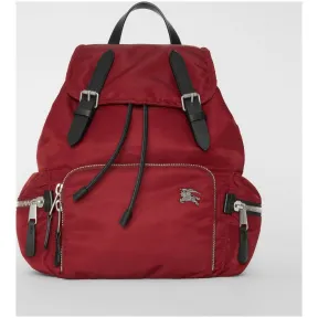 博百利/Burberry 女士 The Rucksack - 中号尼龙拼皮革军旅背包 (勃艮第酒红色) 80067221