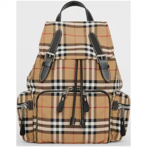 博百利/Burberry 女士 The Rucksack - 中号 Vintage 格纹尼龙军旅背包 (古典黄色) 800672