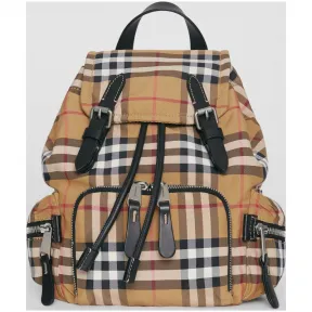 博百利/Burberry 女士 The Rucksack - 小号 Vintage 格纹斜背式军旅背包 (古典黄色) 80067