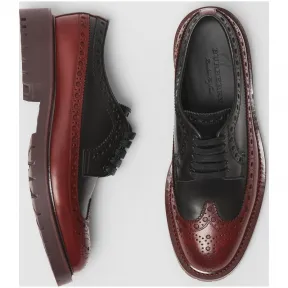 博百利/Burberry 男士 镂空雕花装饰皮革德比鞋 (黑色 / 古典榴石色) - 男士  80067691