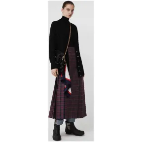 博百利/Burberry 女士 格纹羊毛长款苏格兰裙 (海军蓝) 80072501