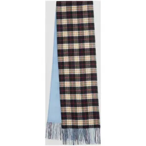 博百利/Burberry 男士 拼色 Vintage 格纹羊绒围巾 (浅空军蓝)  80072921