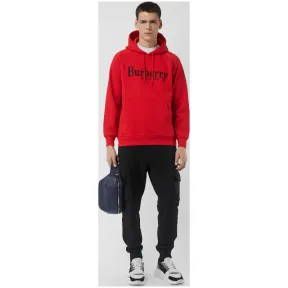博百利/Burberry 男士 绣标装饰平织连帽衫 (亮红色) - 男士  80078331