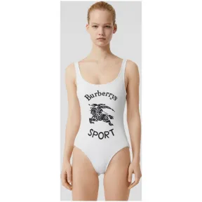 博百利/Burberry 女士 典藏徽标印花泳衣 (白色) 80079911
