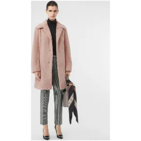 博百利/Burberry 女士 人造皮草单排扣大衣 (浅胭脂红) 80082131