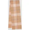 博百利/Burberry 男士 轻盈格纹丝毛混纺围巾 (浅黄褐色)  80088091